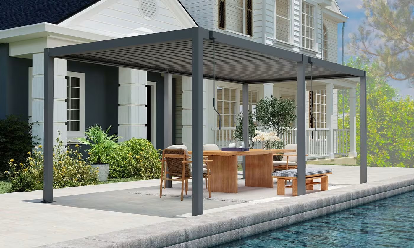 Manuelle bioklimatische Alu-Pergola Gaillard 6x4m 46N Anthrazit – Bild 4