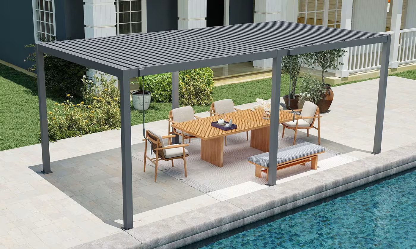 Manuelle bioklimatische Alu-Pergola Gaillard 6x4m 46N Anthrazit – Bild 5