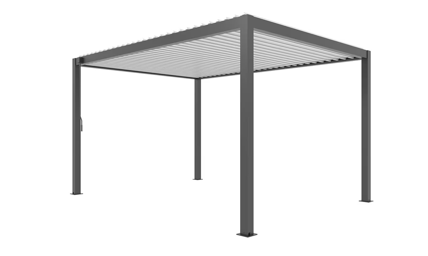 Bioklimatische Alu-Pergola Gaillard 4x4m Anthrazit & weiße Lamellen