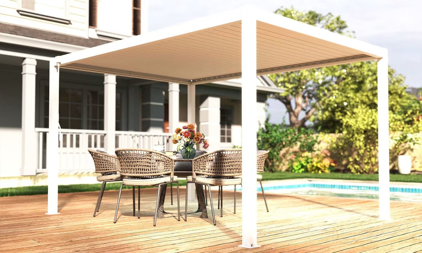 Manuelle bioklimatische Alu-Pergola Gaillard 4x4m 44B Weiß – Bild 4