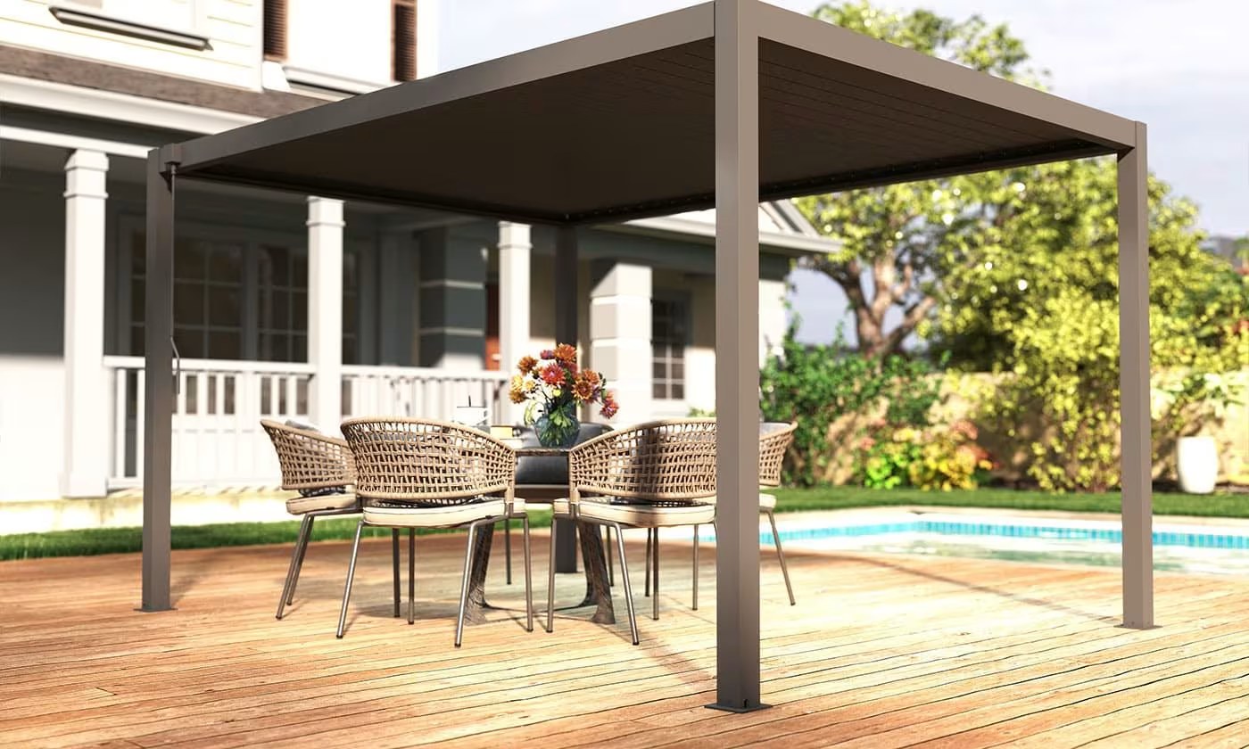 Manuelle bioklimatische Alu-Pergola Gaillard 4x4m 44N Anthrazit – Bild 3