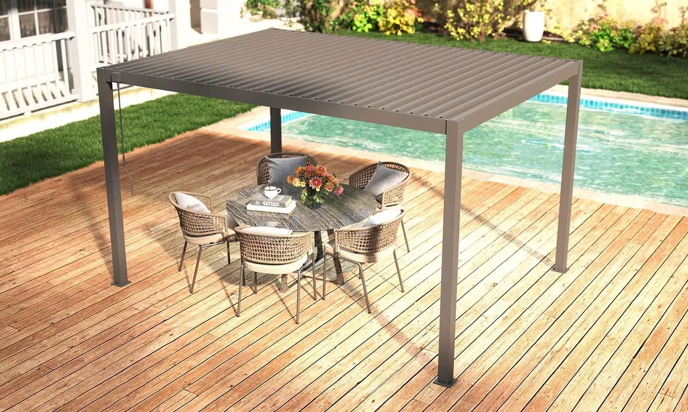 Manuelle bioklimatische Alu-Pergola Gaillard 4x4m 44N Anthrazit – Bild 4