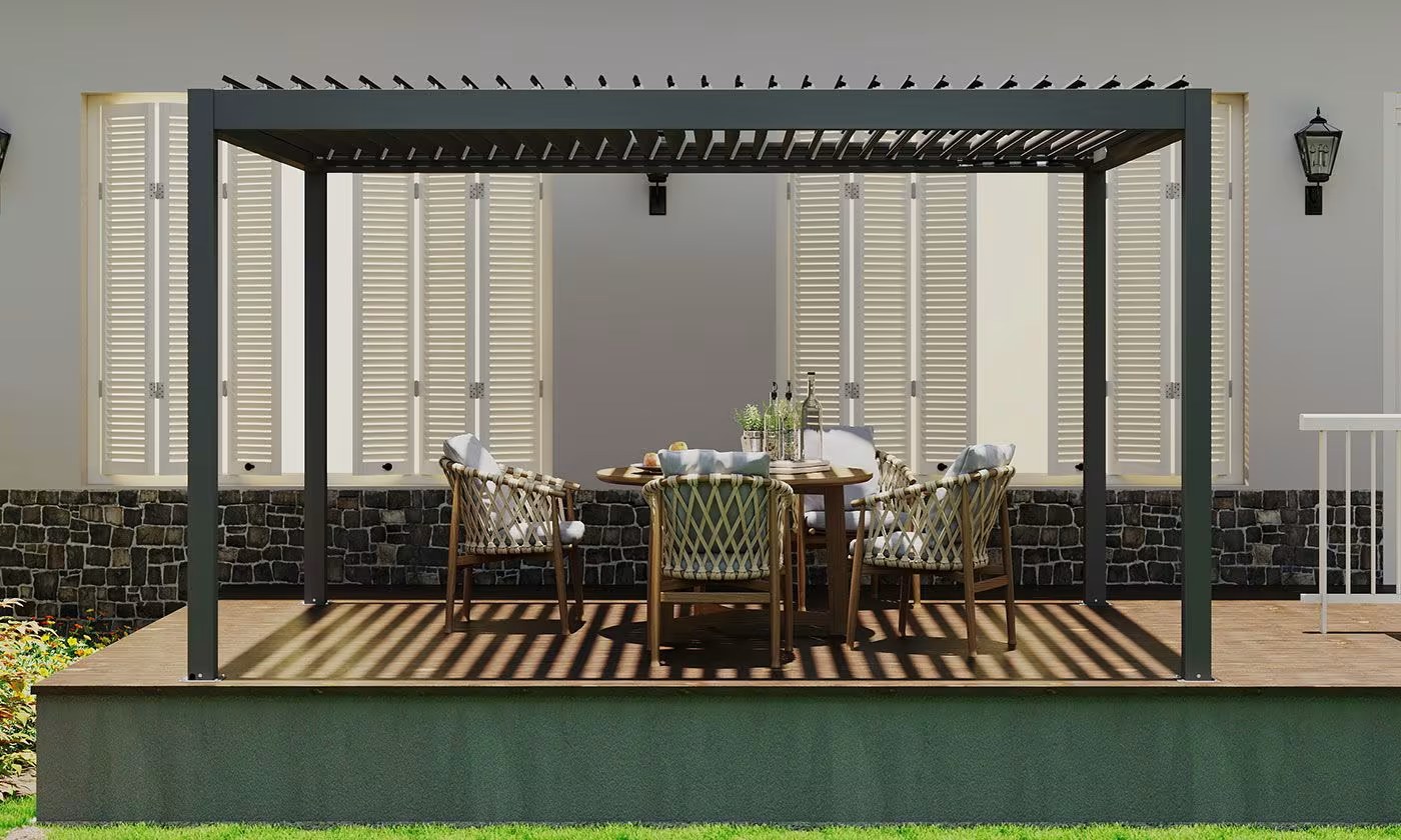 Motorisierte bioklimatische Alu-Pergola Windsor 3x3m 33N Anthrazit – Bild 3