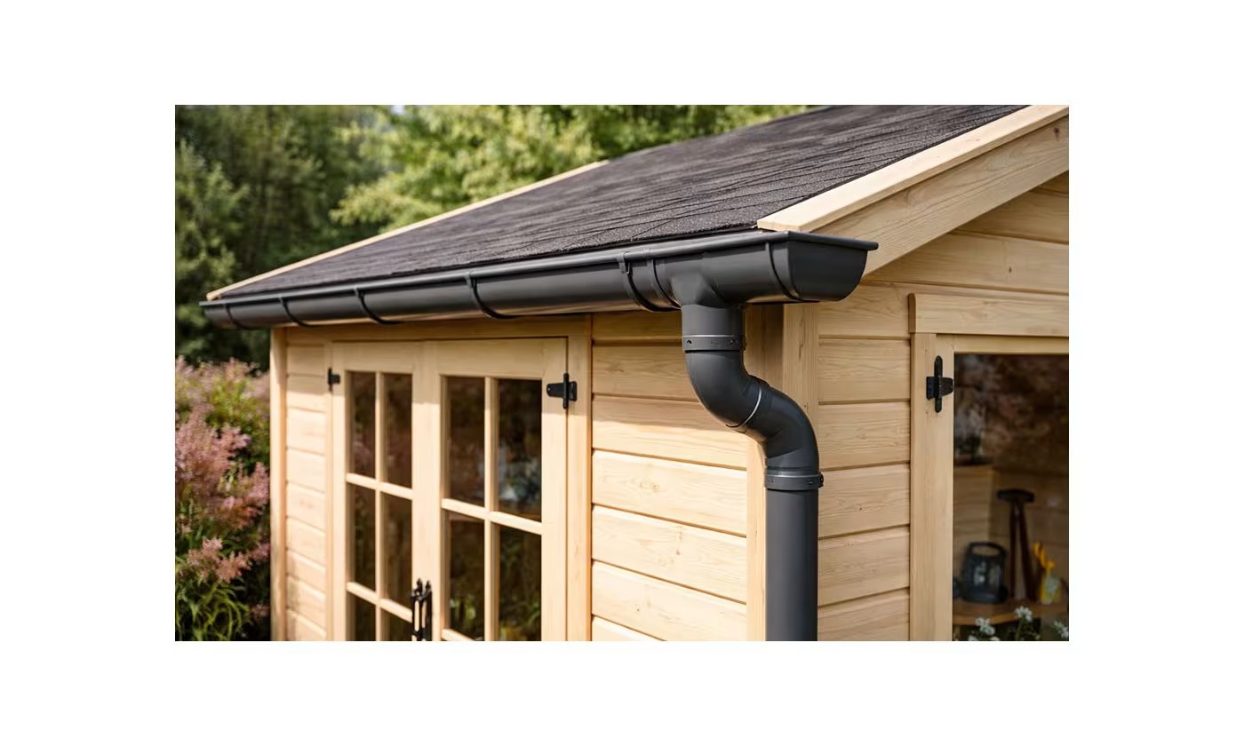 PVC-Dachrinnen-Kit D25 Satteldach 1200cm max. Schiefergrau