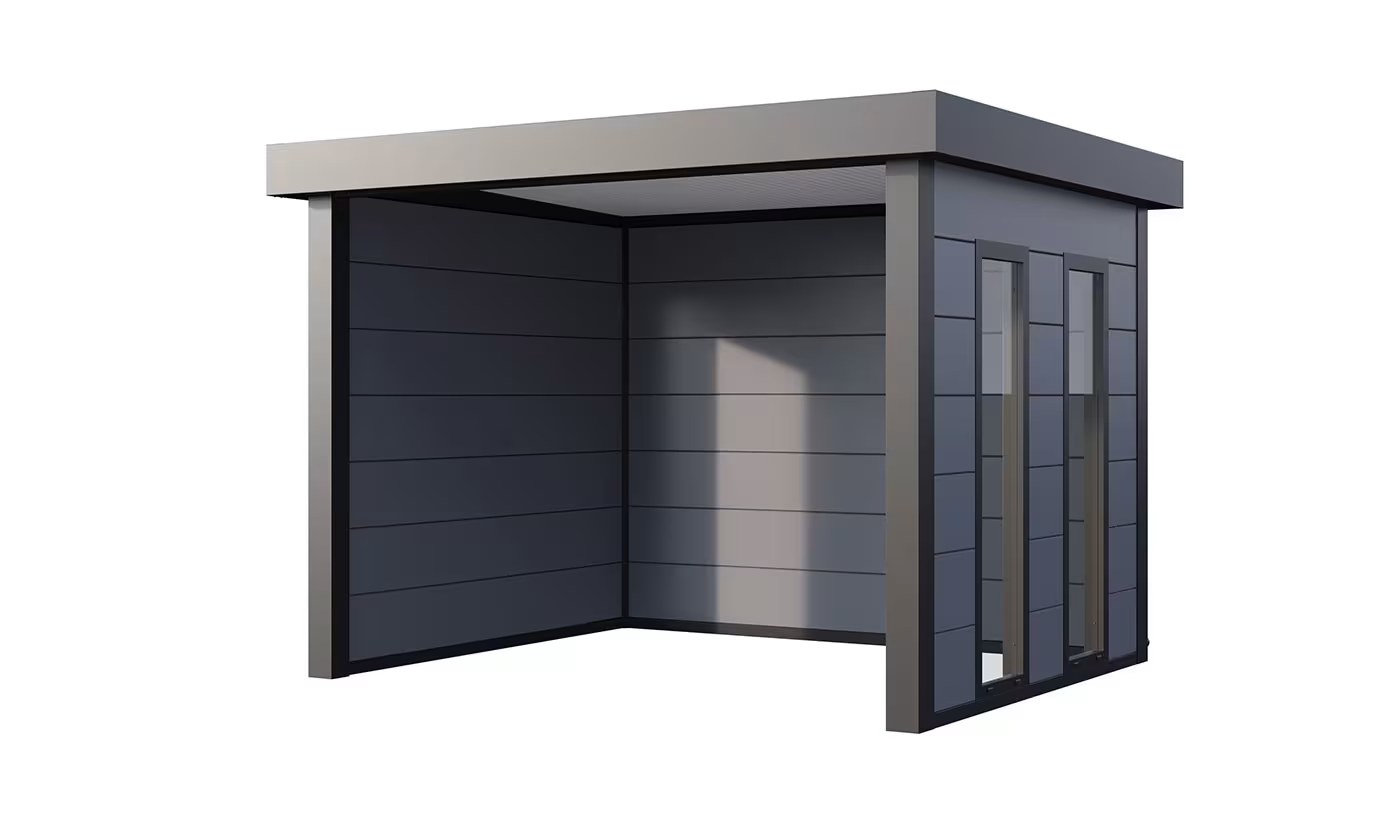 Metall-Poolhaus Singolo 3630 Hellgrau Fenster | Telluria – Bild 2