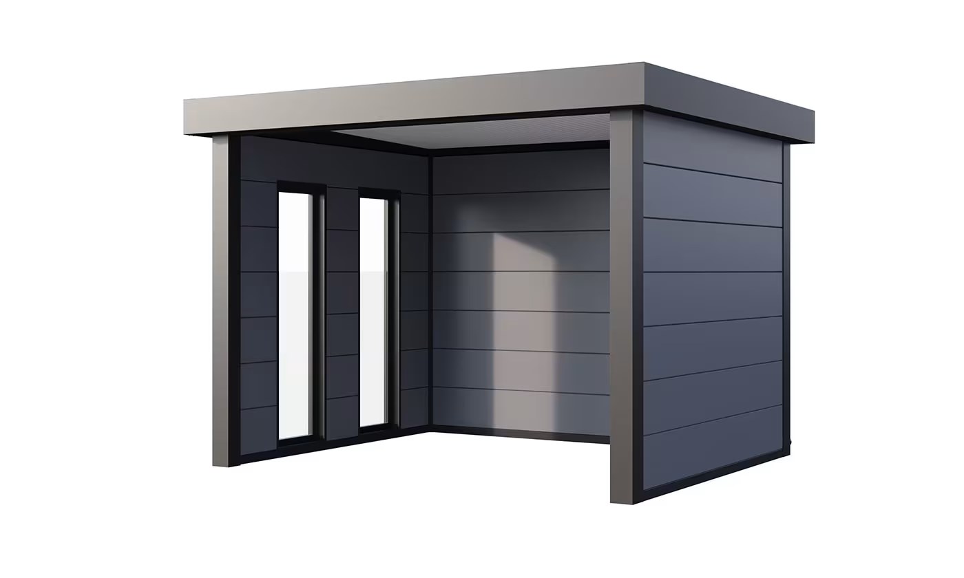 Metall-Poolhaus Singolo 3630 Hellgrau Fenster | Telluria
