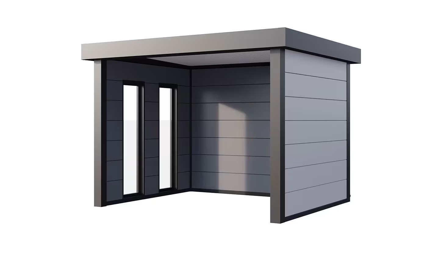 Metall-Poolhaus Singolo 3630 Weiß Fenster | Telluria