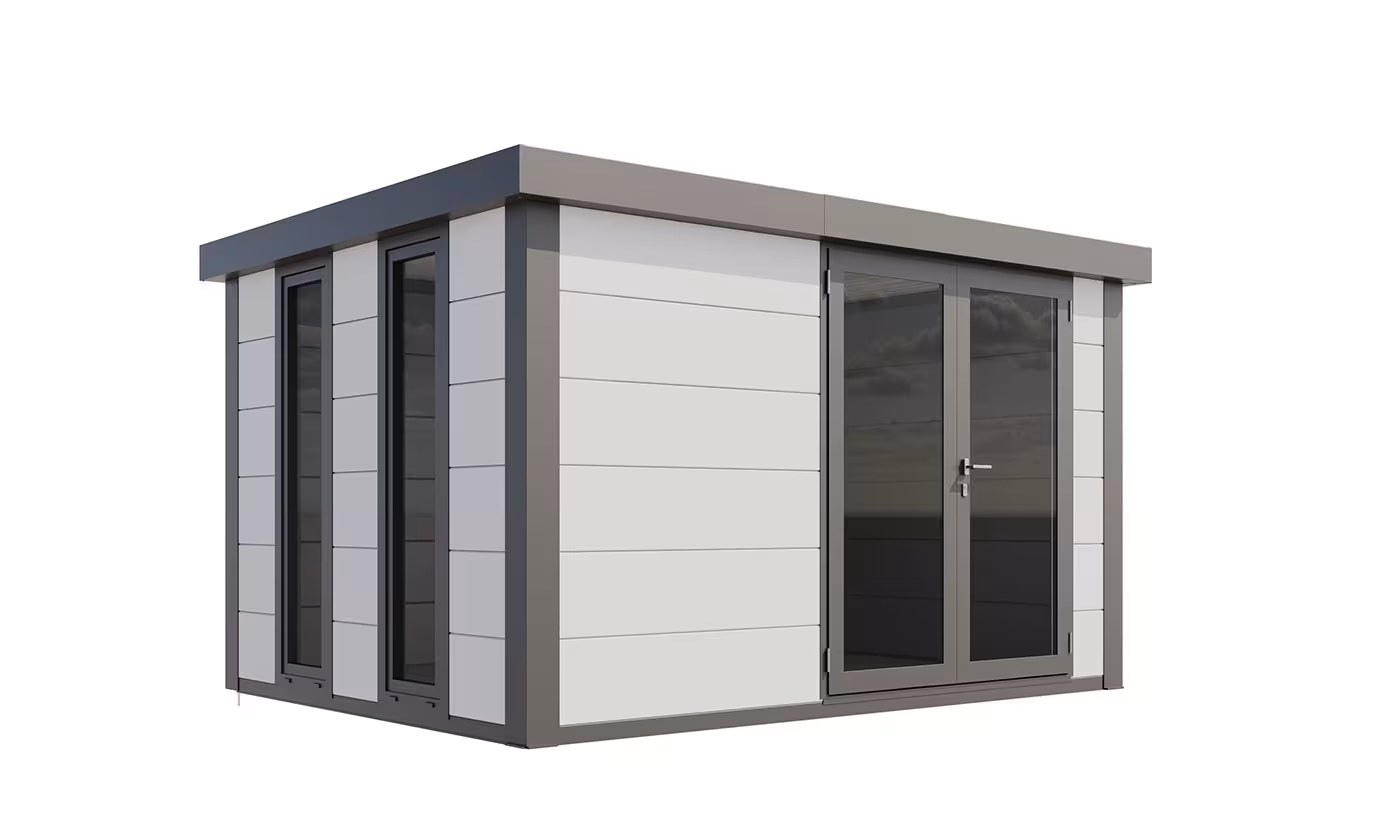 Metall-Gartenhaus Telluria Luminato 3930 Weiß Anlehn- 388×298 cm