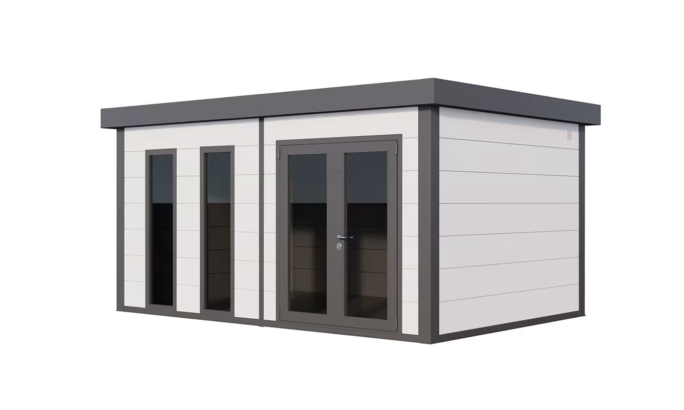 Metall-Gartenhaus Telluria Luminato 5436+ Weiß Anlehn- 538×358 cm