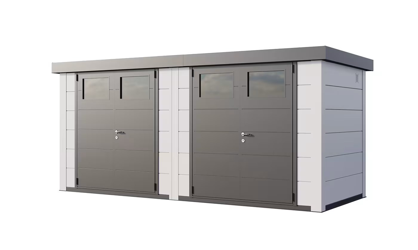 Metall-Gartenhaus Classico DUO / 2721 / Weiß – 522 × 208 cm – 10,86 m²