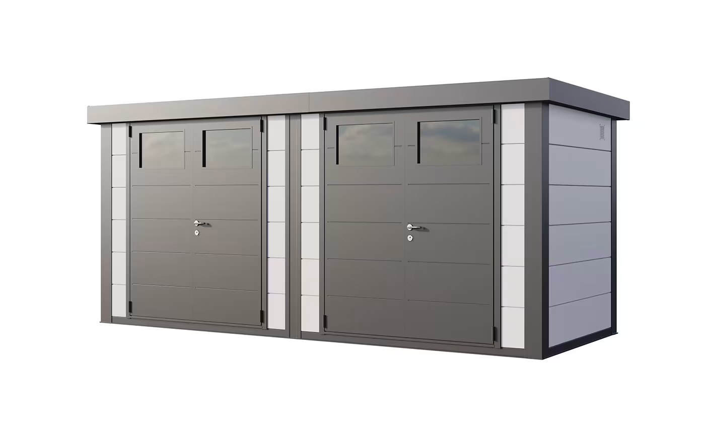 Metall-Gartenhaus Classico DUO / 2721 / Weiß / Anthrazit – 522 × 208 cm