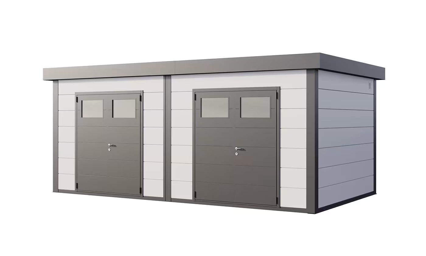 Metall-Gartenhaus Classico DUO / 3336+ / Weiß / Anthrazit – 642 × 358 cm