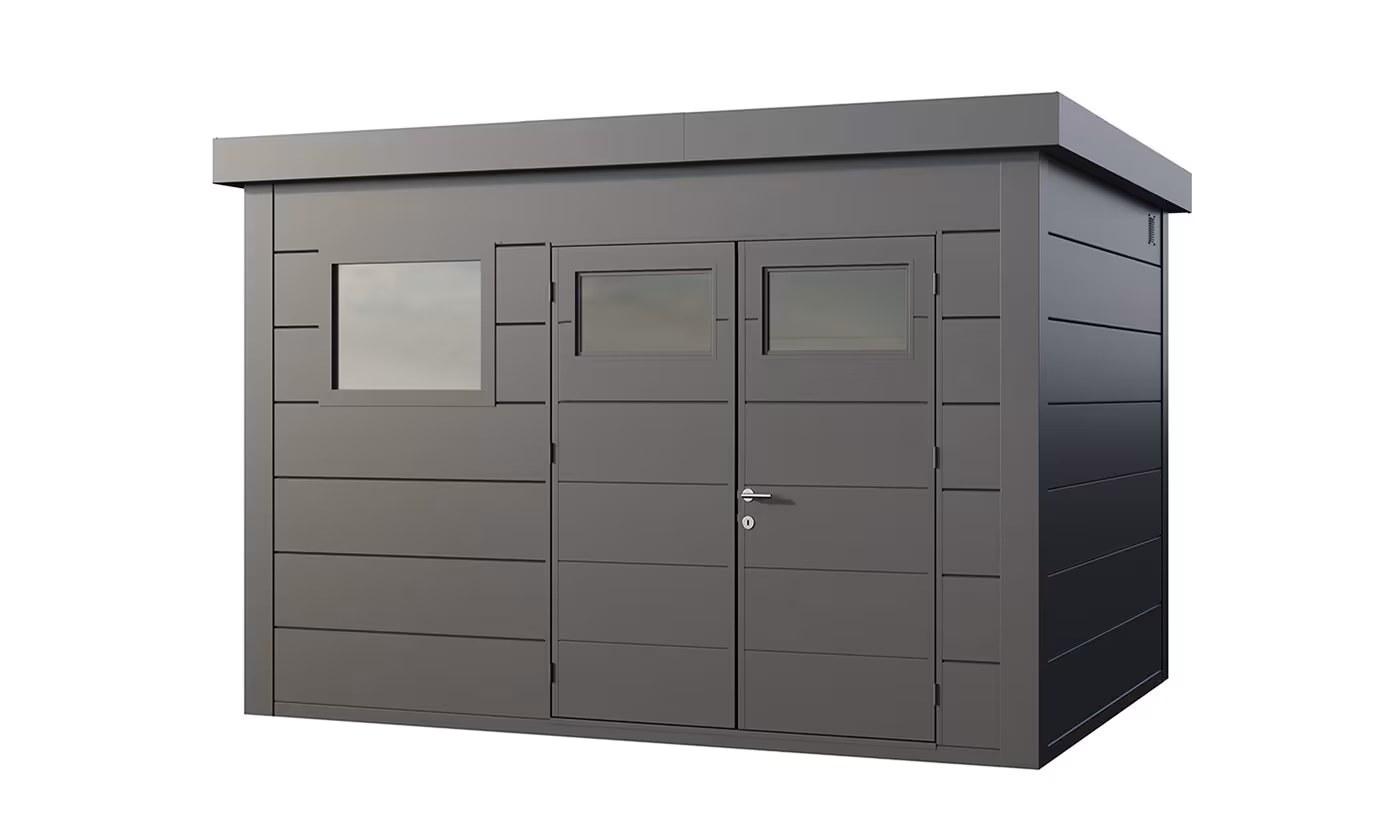 Metall-Gartenhaus Eléganto / Classico / 3930+ mit Festfenster / Anthrazit 388 x 298 | Premium Metall-Gartenhaus Telluria