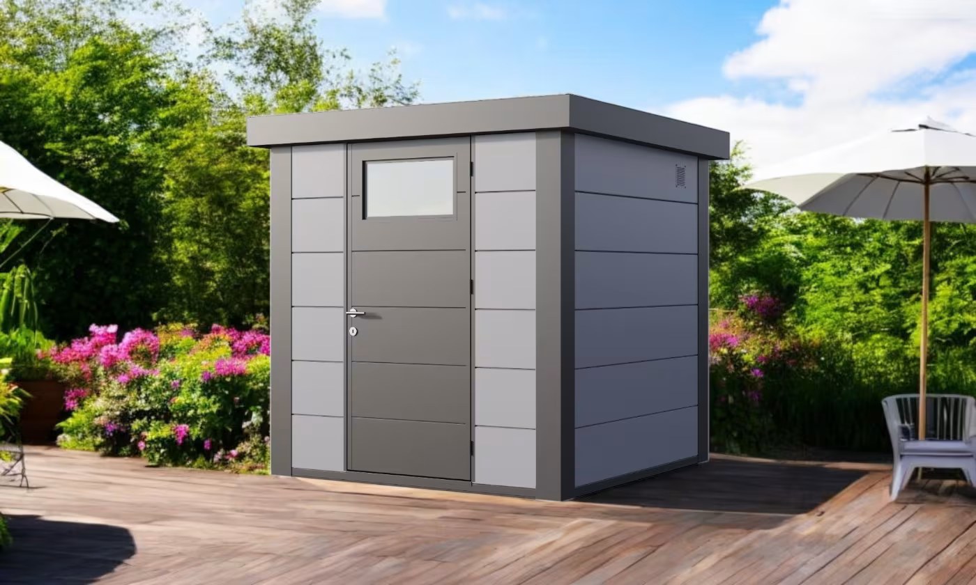 Metall-Gartenhaus Eléganto / Classico / 2121 / Hellgrau 208 x 208 | Premium Metall-Gartenhaus Telluria – Bild 2