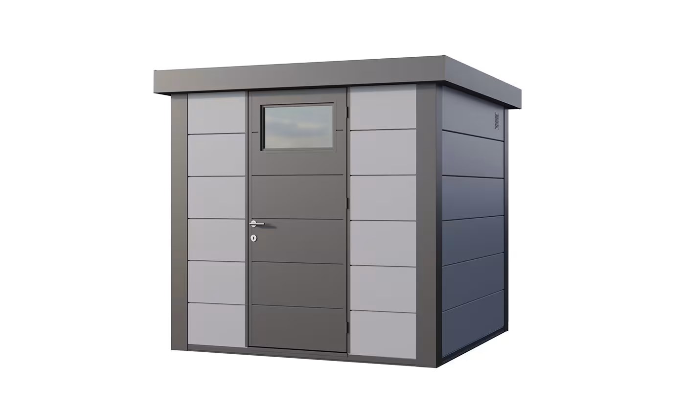 Metall-Gartenhaus Eléganto / Classico / 2424 / Hellgrau 238 x 238 | Premium Metall-Gartenhaus Telluria