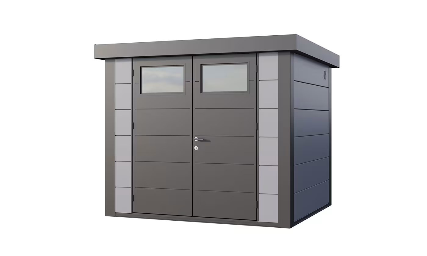 Metall-Gartenhaus Eléganto / Classico / 2724 / Hellgrau 268 x 238 | Premium Metall-Gartenhaus Telluria