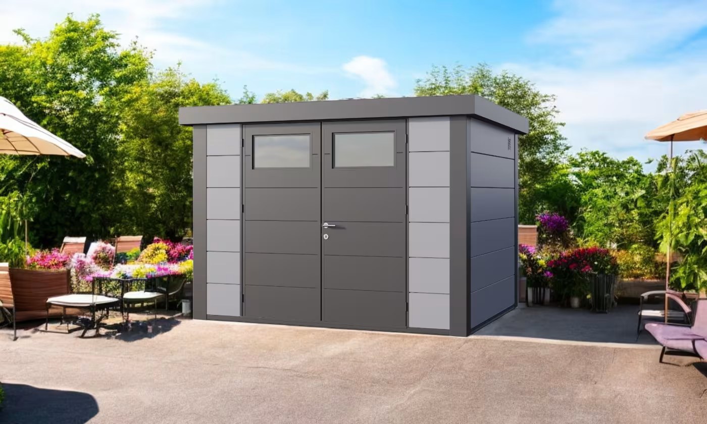 Metall-Gartenhaus Eléganto / Classico / 3024 / Hellgrau 298 x 238 | Premium Metall-Gartenhaus Telluria – Bild 2