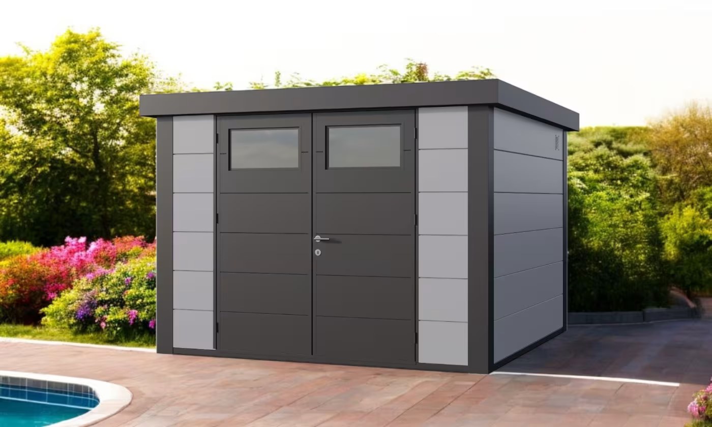 Metall-Gartenhaus Eléganto / Classico / 3030 / Hellgrau 298 x 298 | Premium Metall-Gartenhaus Telluria – Bild 2
