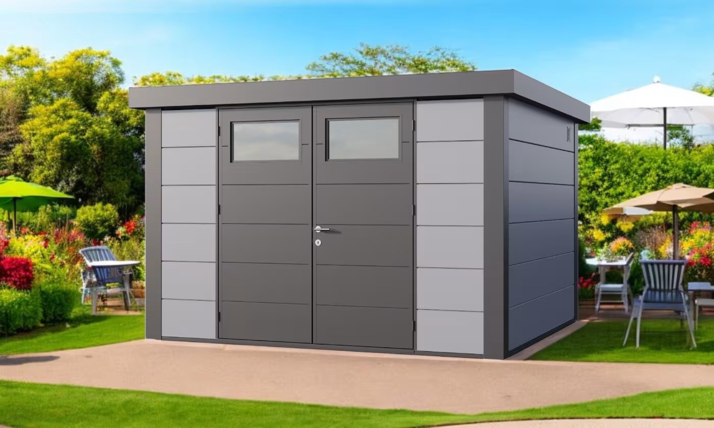 Metall-Gartenhaus Eléganto / Classico / 3330 / Hellgrau 328 x 298 | Premium Metall-Gartenhaus Telluria – Bild 2