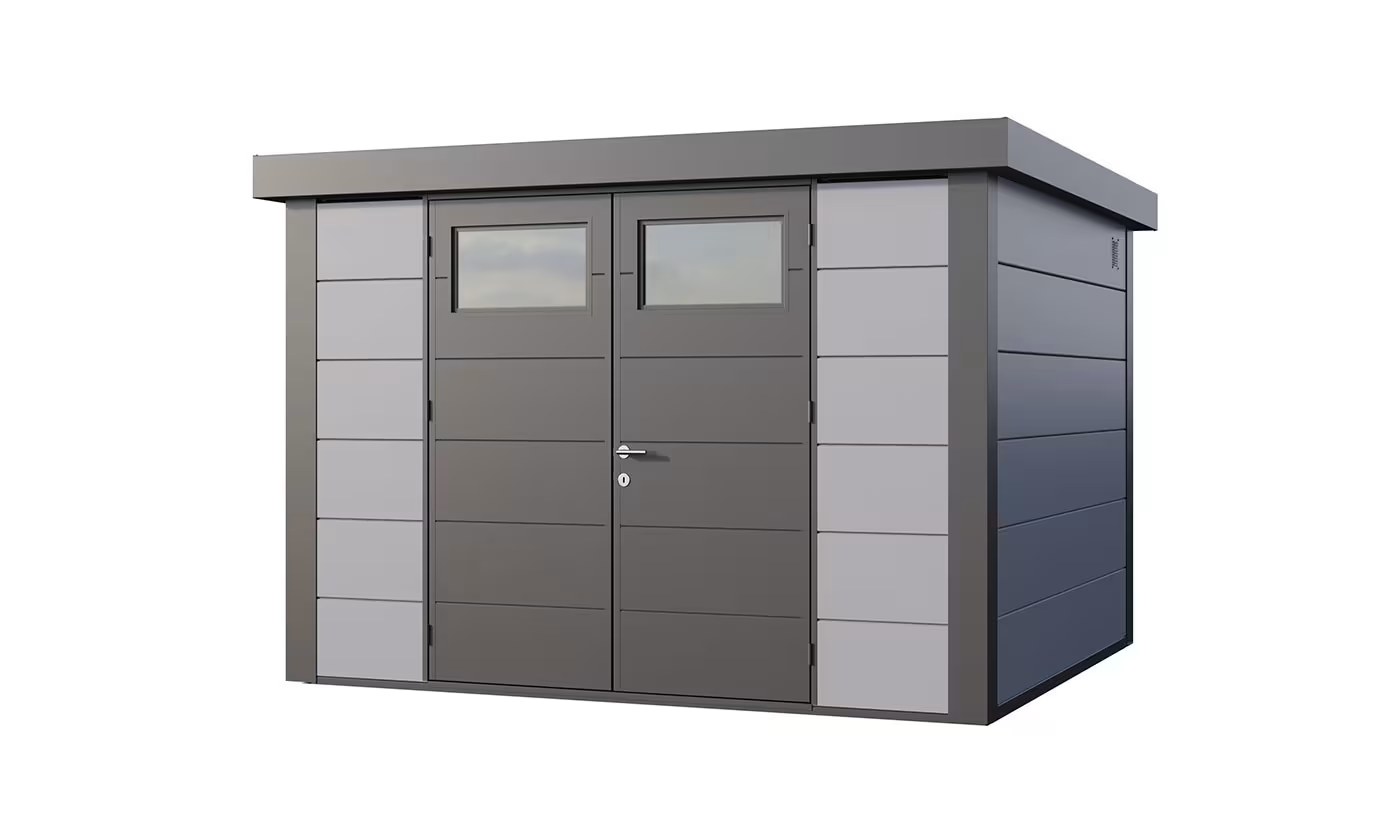 Metall-Gartenhaus Eléganto / Classico / 3330 / Hellgrau 328 x 298 | Premium Metall-Gartenhaus Telluria