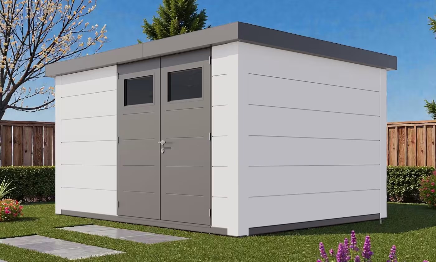 Metall-Gartenhaus Telluria Classico 3930 Weiß – Premium Design – Bild 2