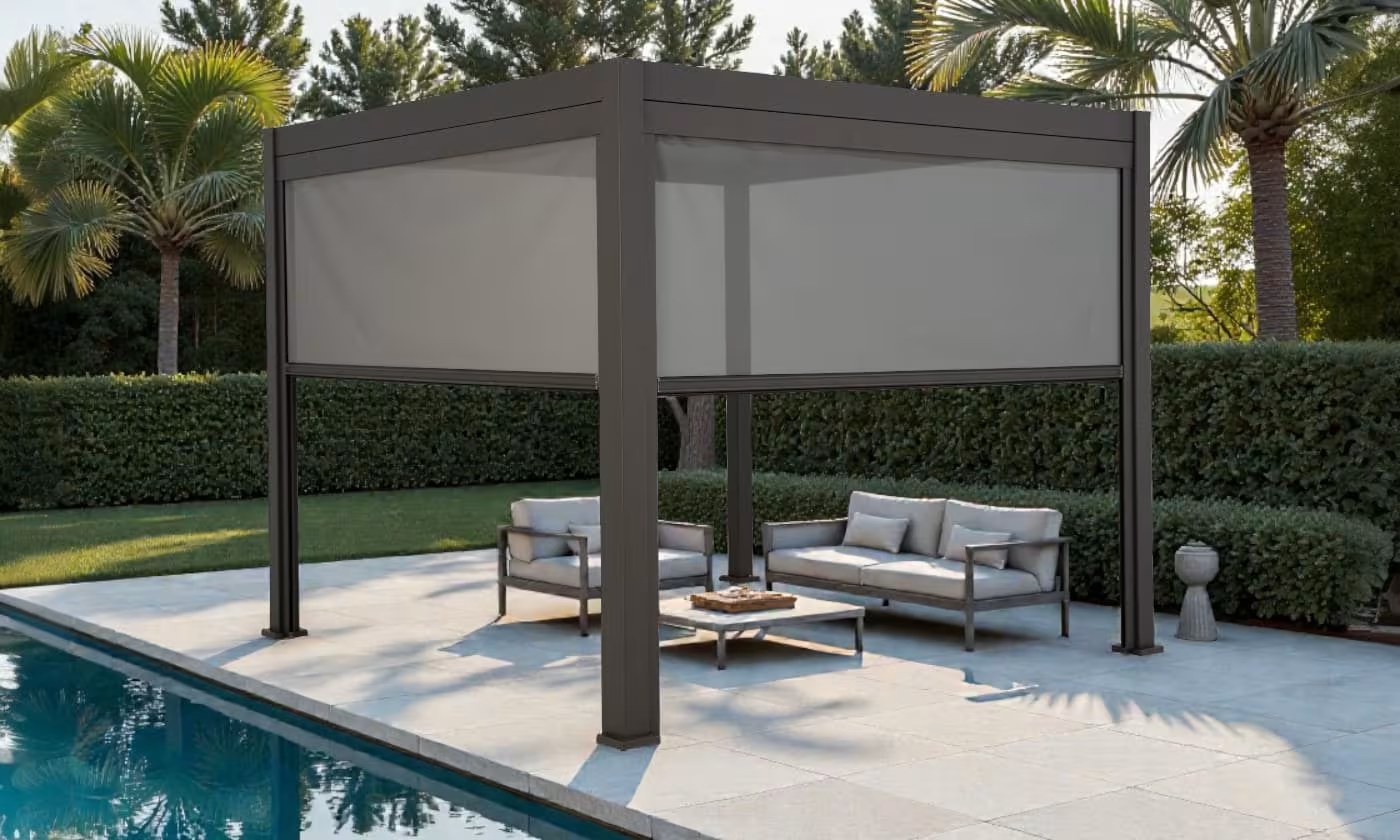 Manuelle bioklimatische Alu-Pergola Soléa 3x4m 34N Anthrazit – 12m² – Bild 2