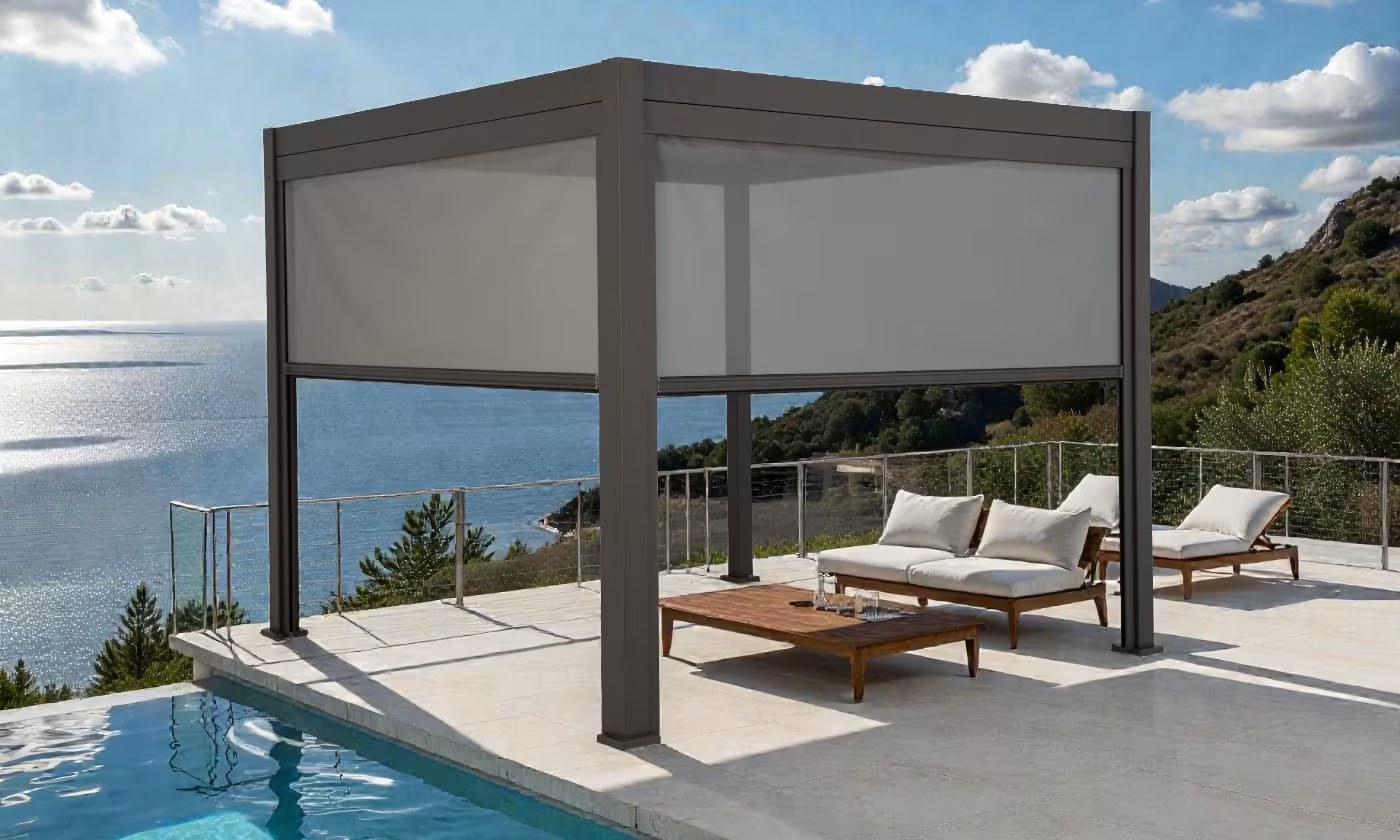 Manuelle bioklimatische Alu-Pergola Soléa 3x4m 34N Anthrazit – 12m² – Bild 3