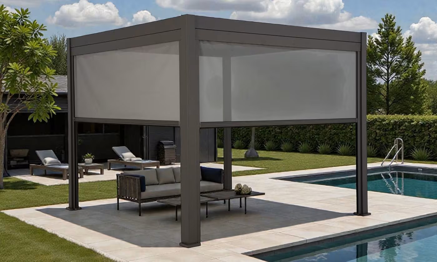 Manuelle bioklimatische Alu-Pergola Soléa 3x4m 34N Anthrazit – 12m² – Bild 4
