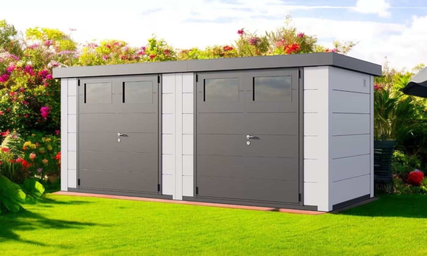 Metall-Gartenhaus Classico DUO / 2721 / Weiß – 522 × 208 cm – 10,86 m² – Bild 2