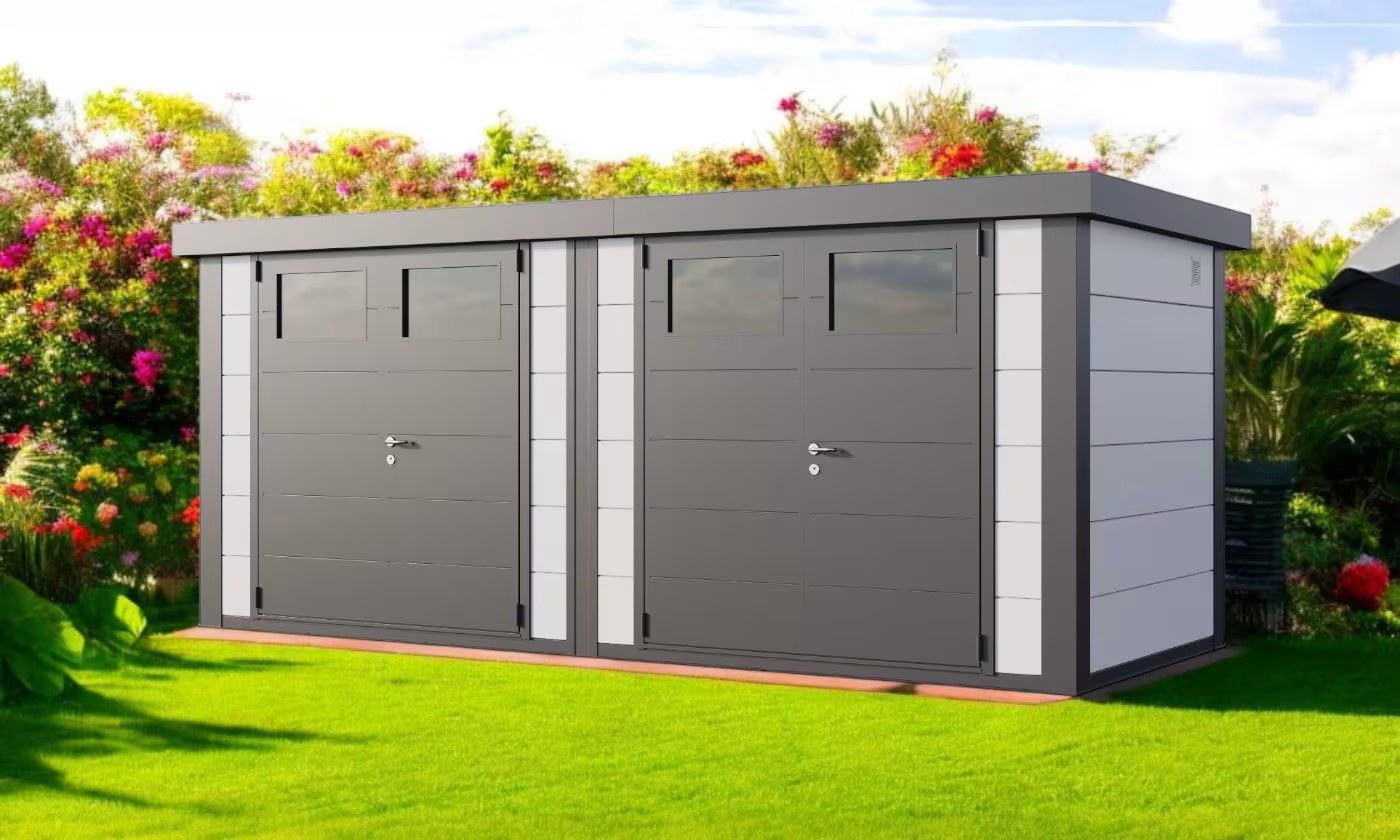 Metall-Gartenhaus Classico DUO / 2721 / Weiß / Anthrazit – 522 × 208 cm – Bild 2