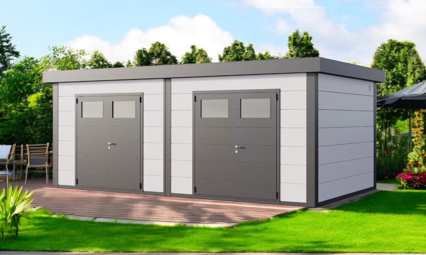 Metall-Gartenhaus Classico DUO / 3336+ / Weiß / Anthrazit – 642 × 358 cm – Bild 2