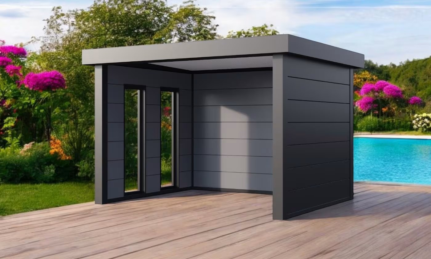 Metall-Poolhaus Singolo 3630 Anthrazit Fenster | Telluria – Bild 4