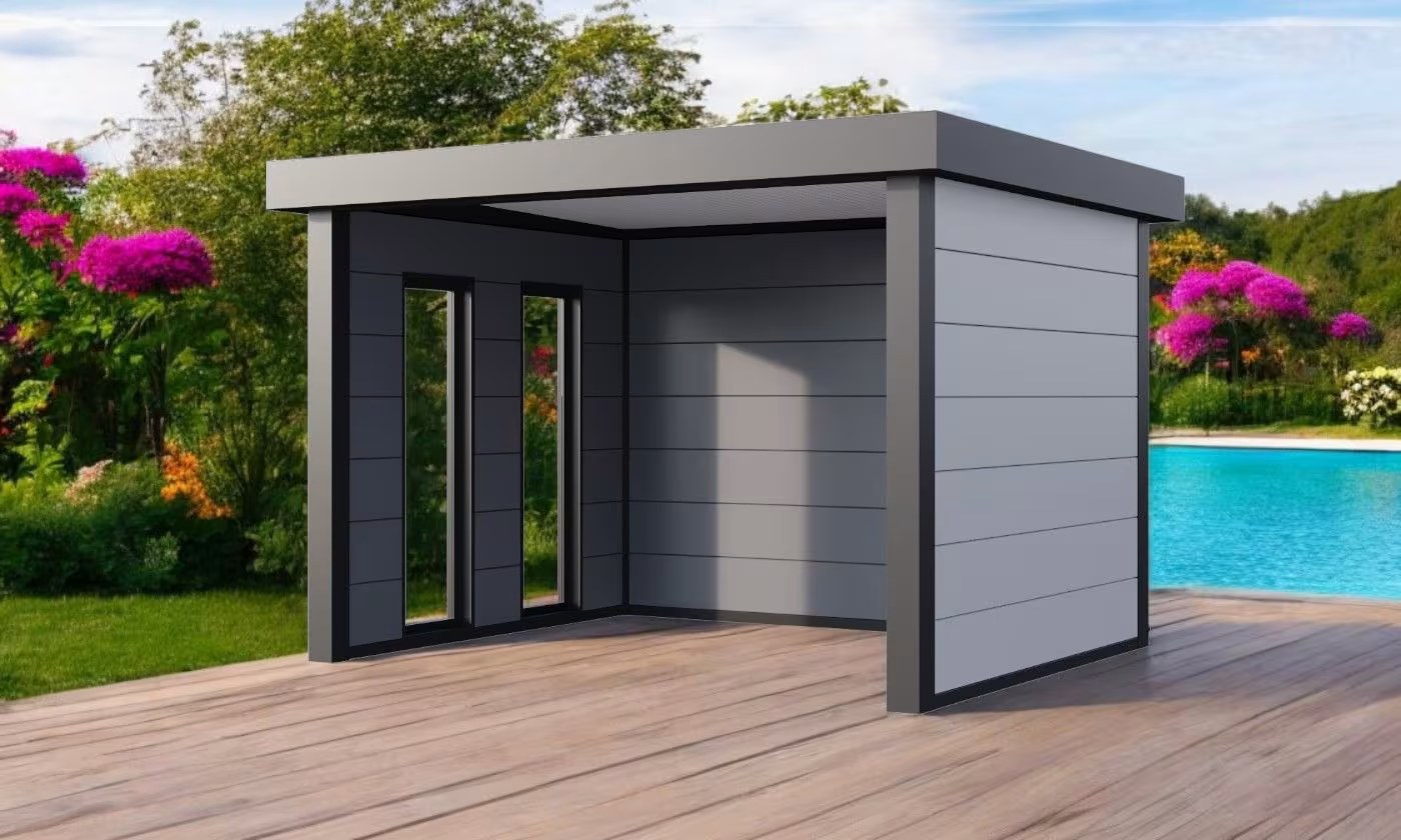 Metall-Poolhaus Singolo 3630 Weiß Fenster | Telluria – Bild 4