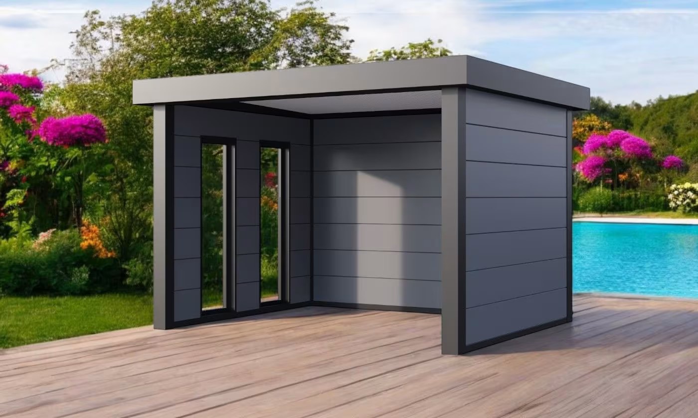 Metall-Poolhaus Singolo 3630 Hellgrau Fenster | Telluria – Bild 4