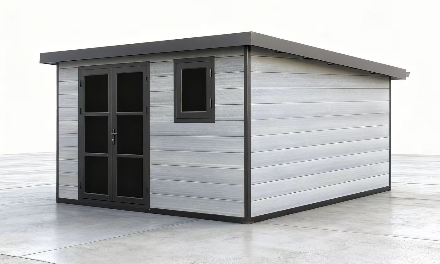 Verbundwerkstoff-Gartenhaus Agia, Pultdach, 3.7×3.7m, 13,69m² – Bild 9
