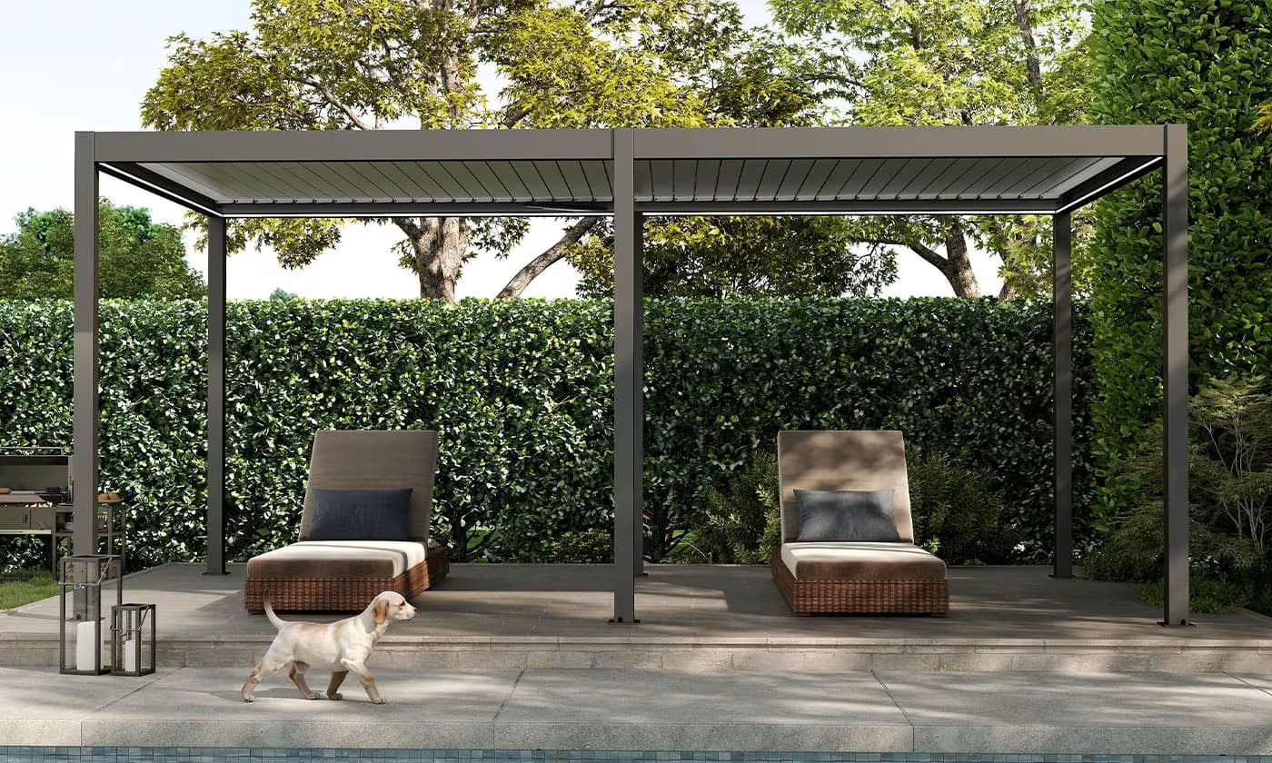 Motorisierte bioklimatische Alu-Pergola Windsor 6x4m 46NB Anthrazit & weiß – Bild 2