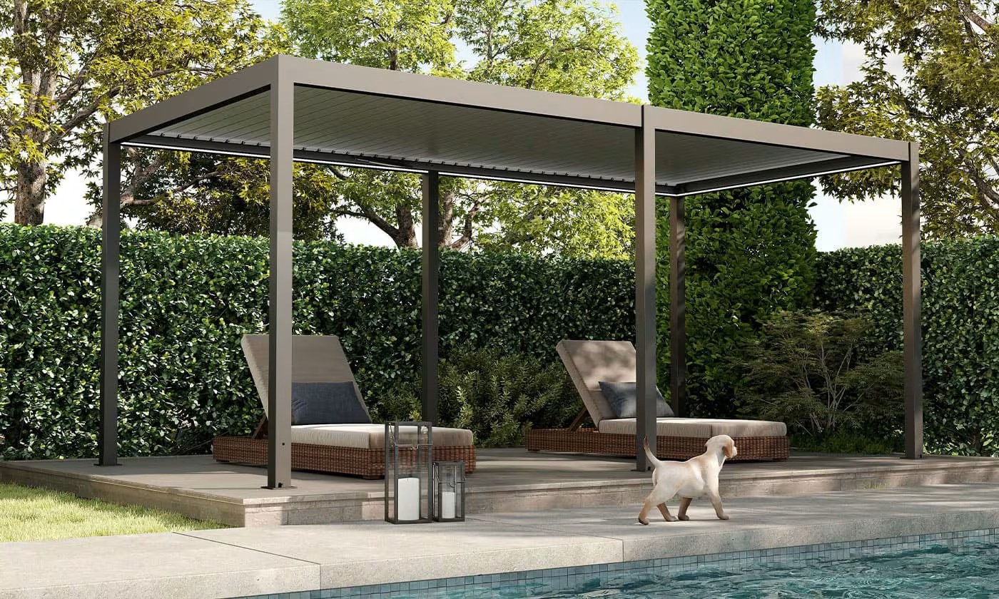 Motorisierte bioklimatische Alu-Pergola Windsor 6x4m 46NB Anthrazit & weiß – Bild 3