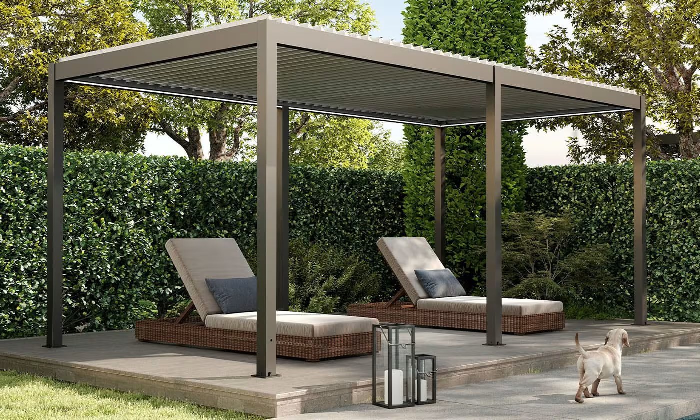 Motorisierte bioklimatische Alu-Pergola Windsor 6x4m 46NB Anthrazit & weiß – Bild 4