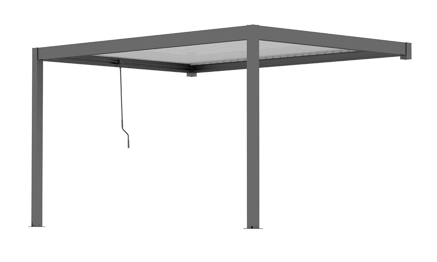 Manuelle bioklimatische Anlehn-Pergola Alu Chantilly 3x3m 33NB Anthrazit & weiß