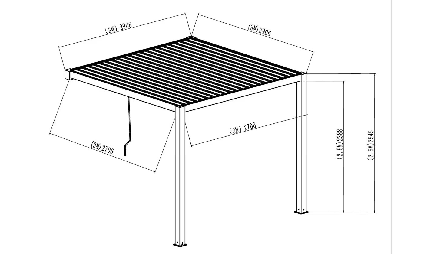 Manuelle bioklimatische Anlehn-Pergola Alu Chantilly 3x3m 33NB Anthrazit & weiß – Bild 3
