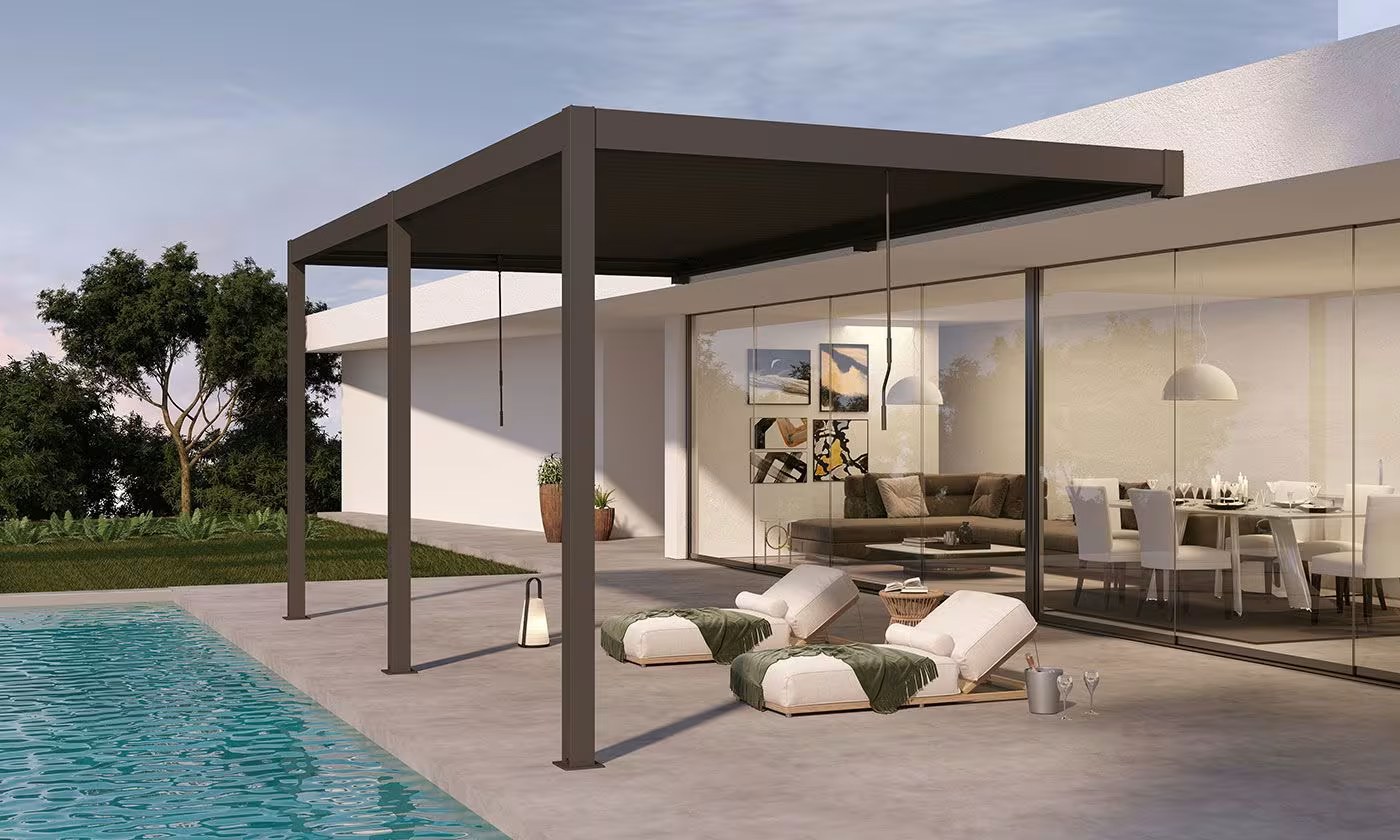 Manuelle bioklimatische Anlehn-Pergola Alu Chantilly 3×5.8m 36 Anthrazit – Bild 2