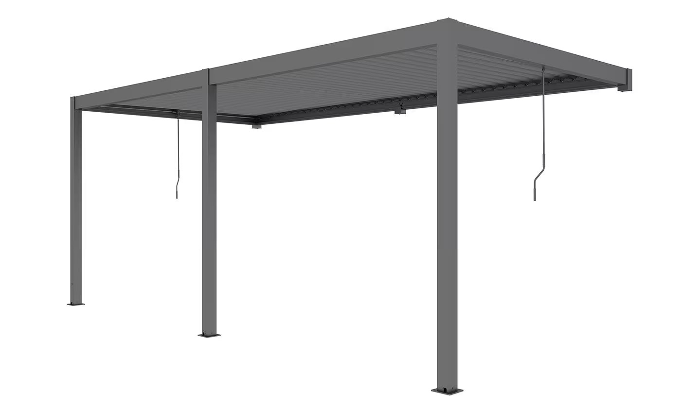 Manuelle bioklimatische Anlehn-Pergola Alu Chantilly 3×5.8m 36 Anthrazit