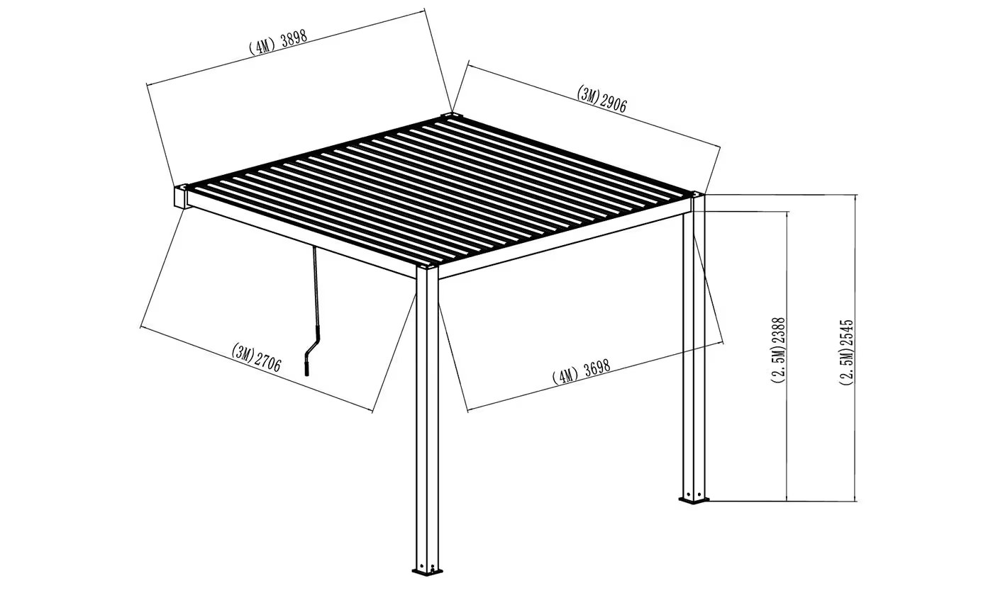 Manuelle bioklimatische Anlehn-Pergola Alu Chantilly 4x3m 34NB Anthrazit & weiß – Bild 3