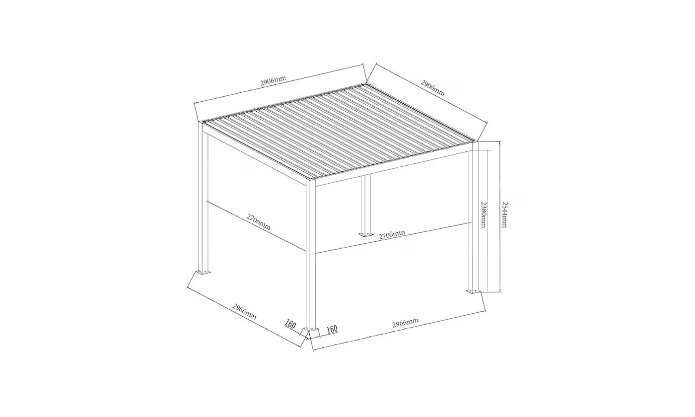 Motorisierte bioklimatische Alu-Pergola Windsor 3x3m 33NB Anthrazit – Bild 2
