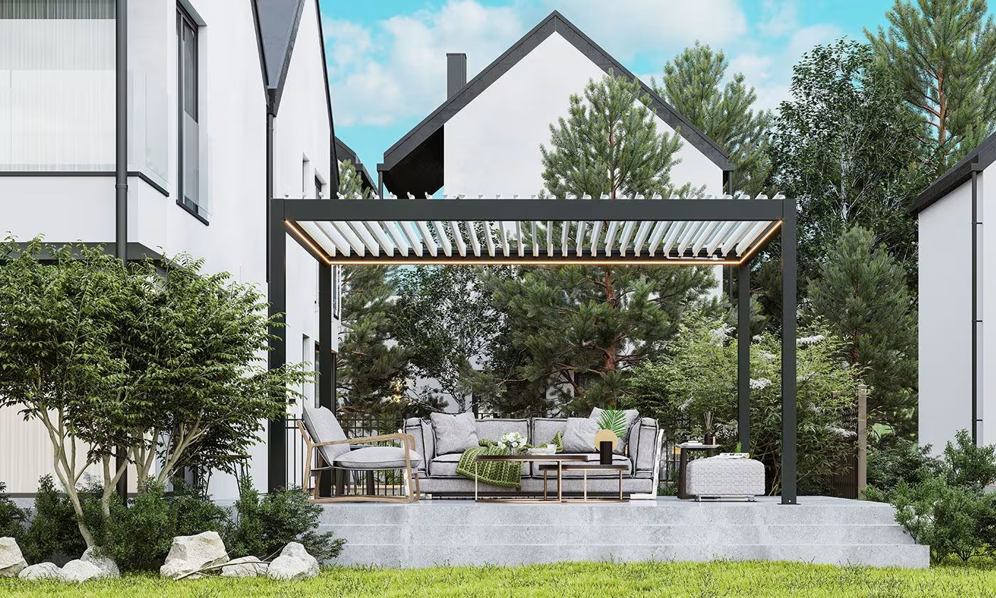 Motorisierte bioklimatische Alu-Pergola Windsor 3x3m 33NB Anthrazit – Bild 3