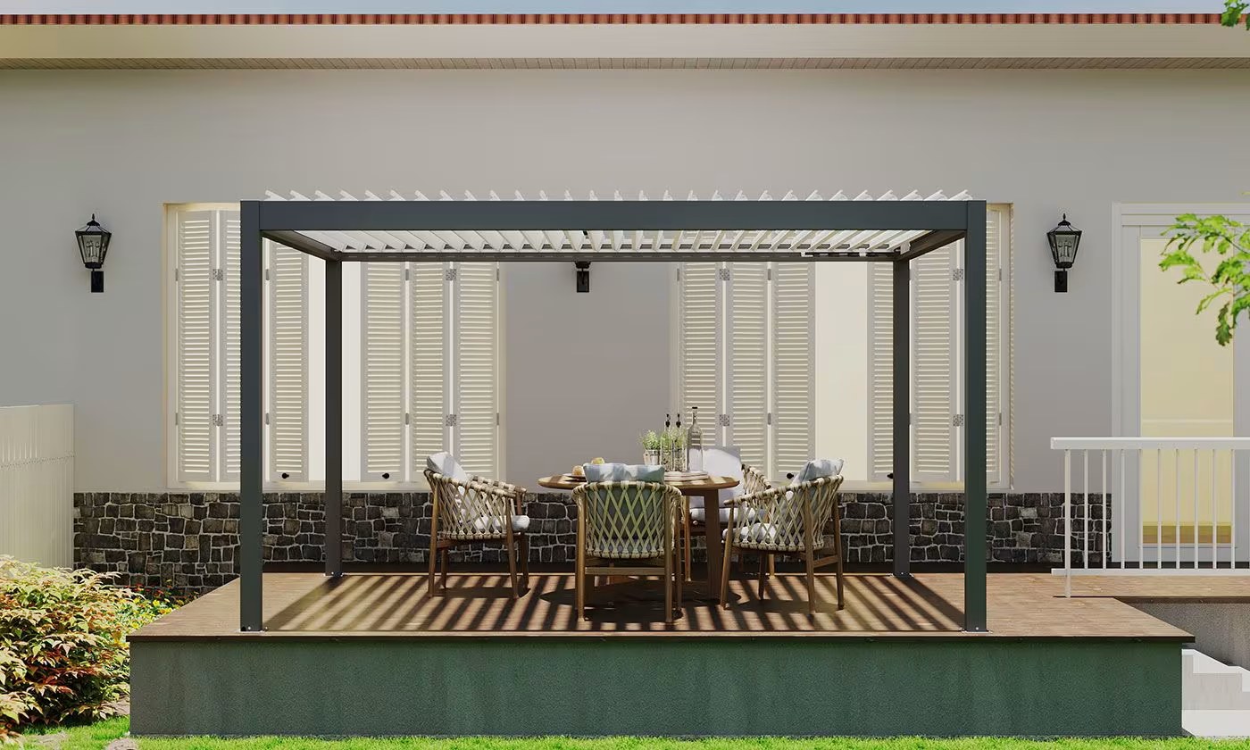 Motorisierte bioklimatische Alu-Pergola Windsor 3x3m 33NB Anthrazit – Bild 4