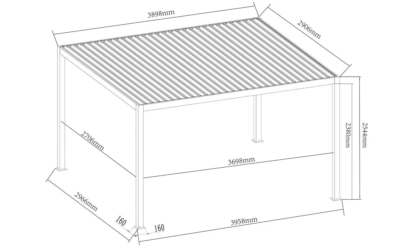 Motorisierte bioklimatische Alu-Pergola Windsor 3x4m 34N Anthrazit – Bild 2