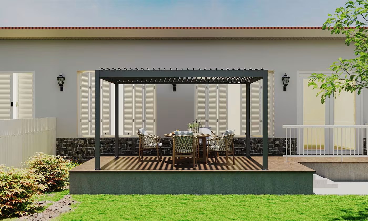 Motorisierte bioklimatische Alu-Pergola Windsor 3x4m 34N Anthrazit – Bild 3