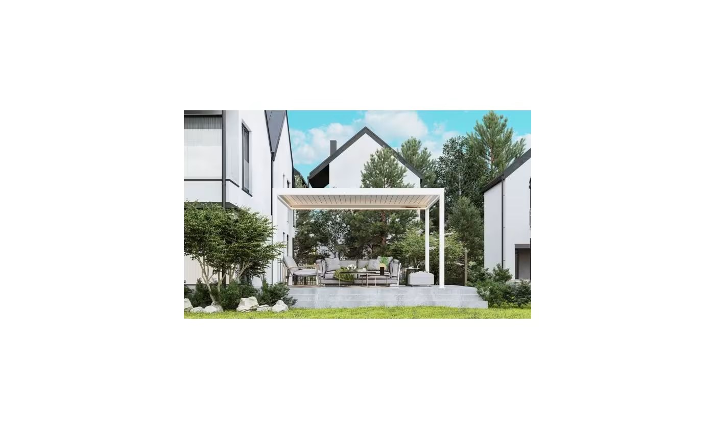 Motorisierte bioklimatische Alu-Pergola Windsor 4x4m 44B weiß – Bild 3