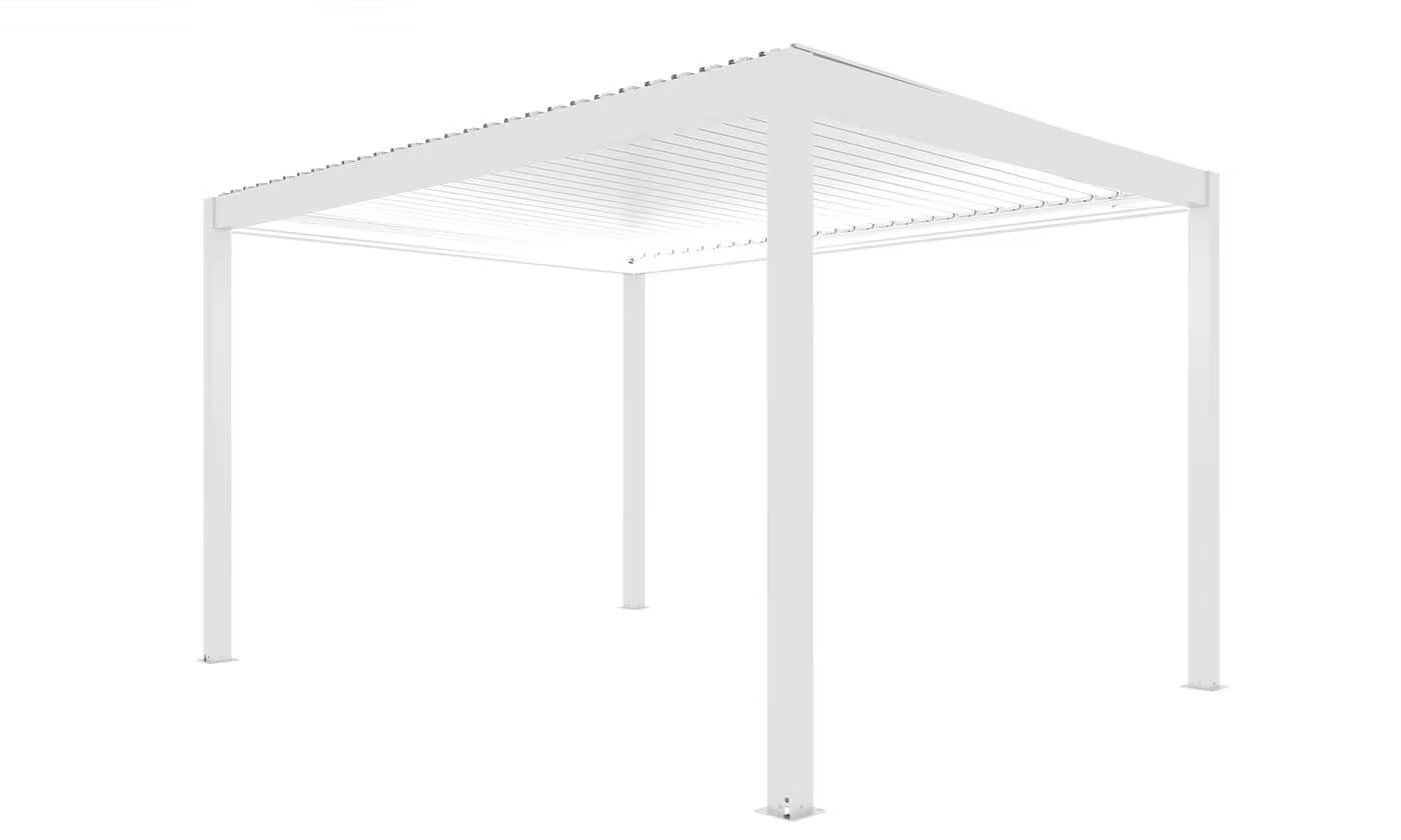 Motorisierte bioklimatische Alu-Pergola Windsor 4x4m 44B weiß